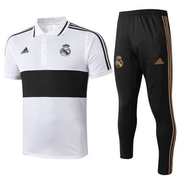 Polo Real Madrid Conjunto Completo 2019 2020 Blanco Negro